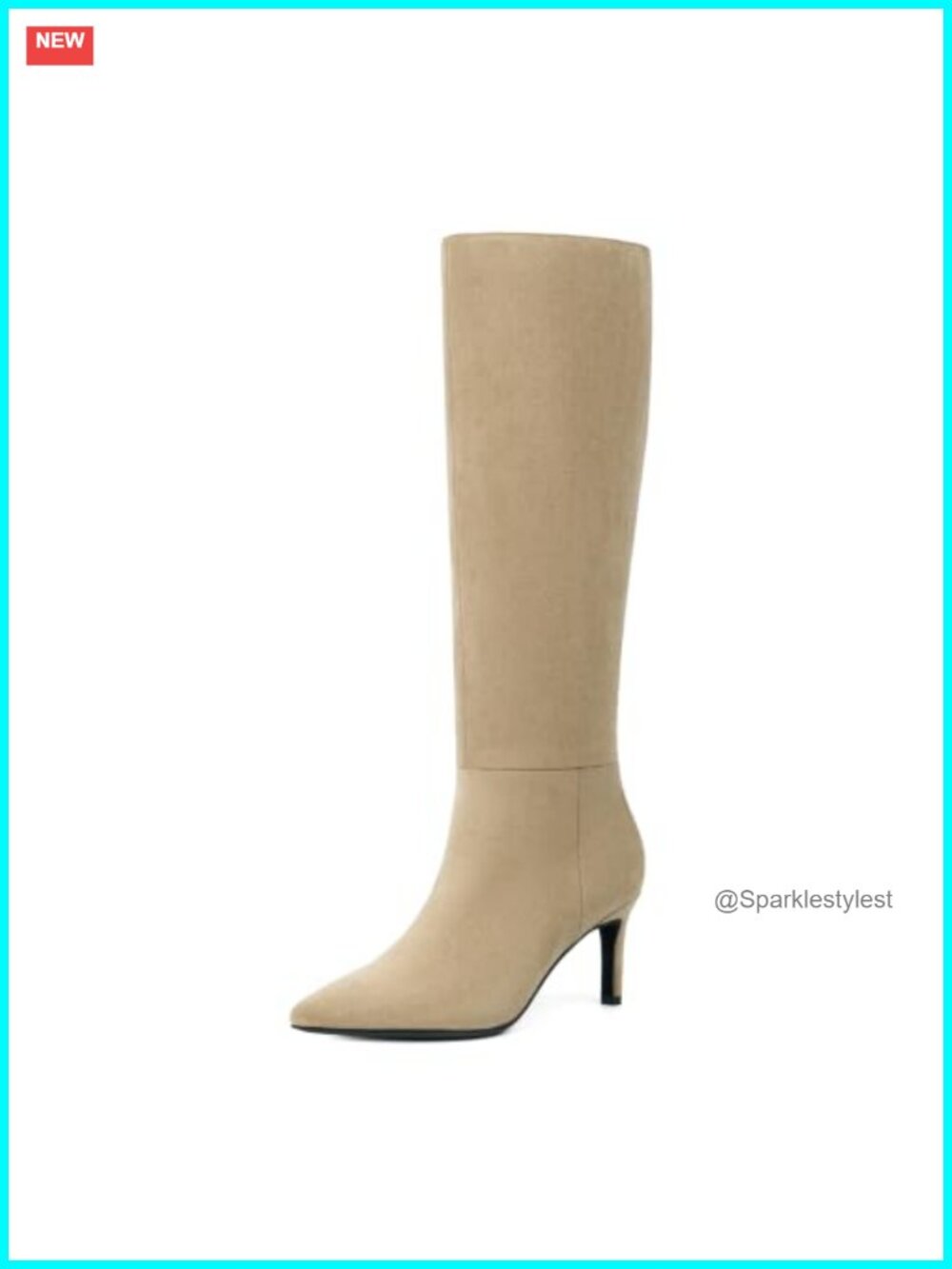 Knee High Boots Pointed Toe Stiletto Heel PU Leather Tall Boots
